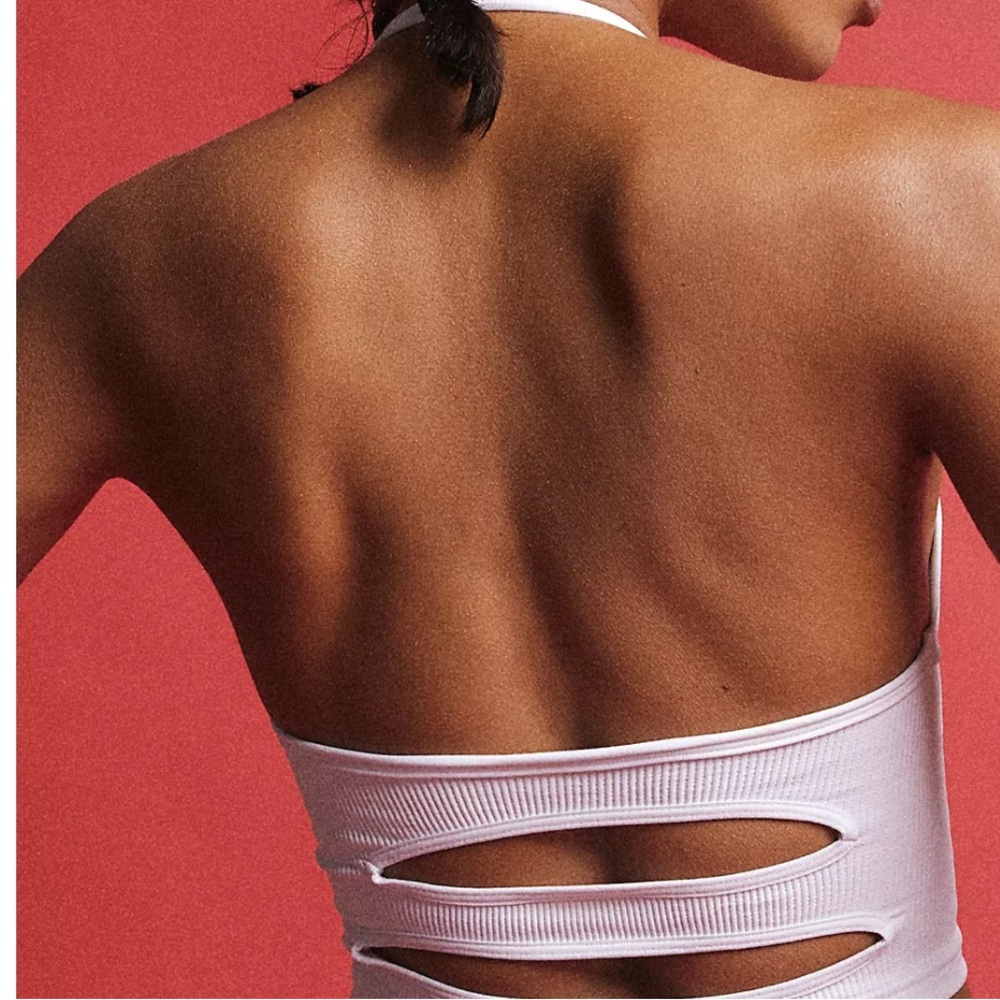 NWOT Free People Happiness Runs Strappy Back Halter Crop Top White Size XS/S - Picture 4 of 7